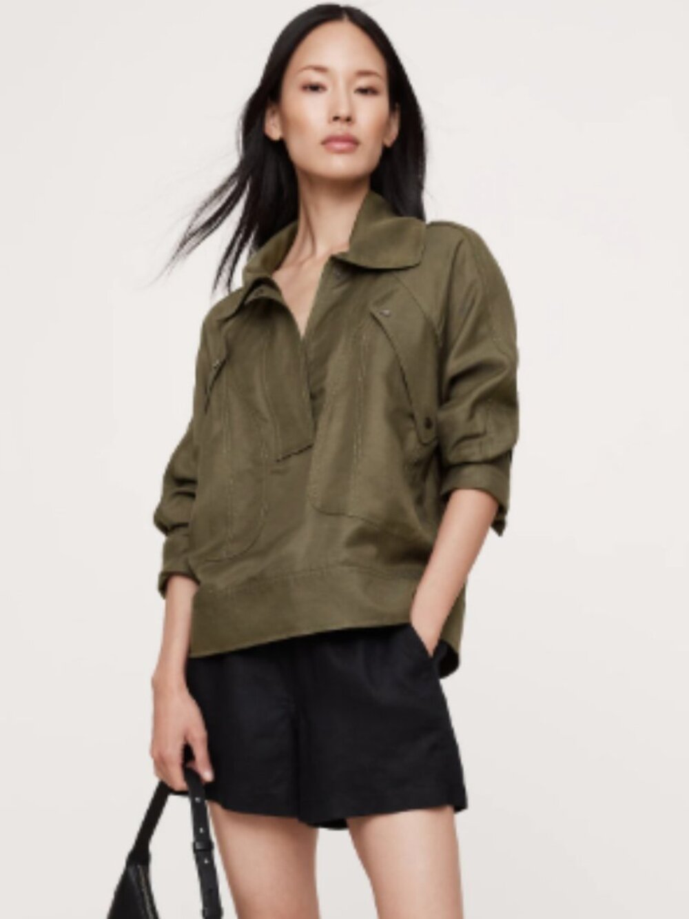 Banana Republic Olive Utility Pullover Jacket